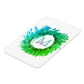 Magnet Flexible Ajouter une couronne de Noël vert rose monogramme (Côté Gauche)