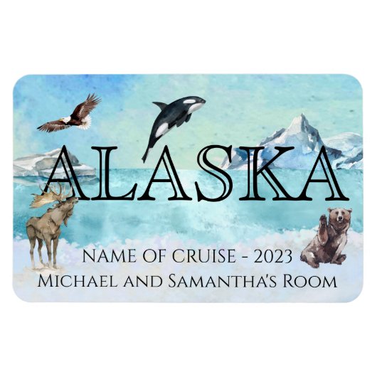 Magnet Flexible Alaska Cruise Cruising Custom Bear Moose Large (Horizontal)