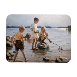 Magnet Flexible Albert Edelfeue - Les garçons jouent sur le rivage