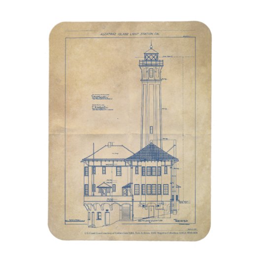 Magnet Flexible Alcatraz Island Lighthouse Vintage (Vertical)