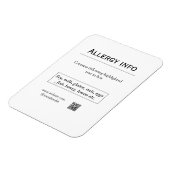 Magnet Flexible Alerte d'allergie alimentaire ajouter le nom des a (Côté Gauche)