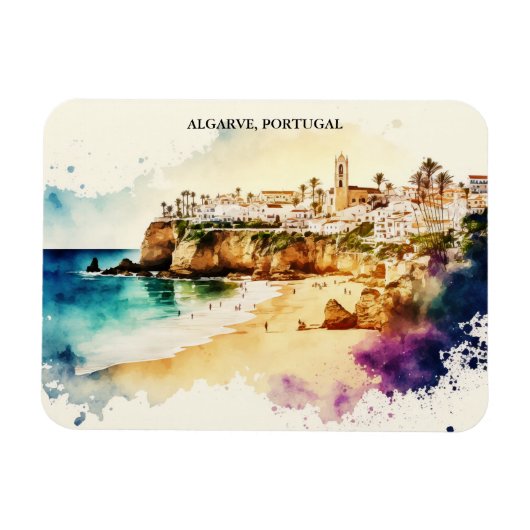 Magnet Flexible Algarve Portugal Aquarelle Travel (Horizontal)