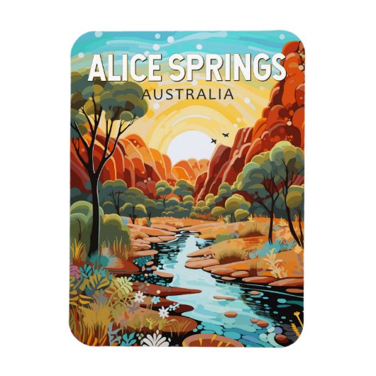 Magnet Flexible Alice Springs Australie Travel Art Vintage (Vertical)