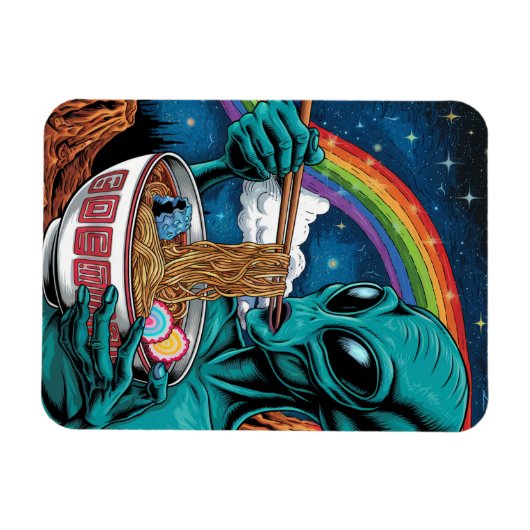 Magnet Flexible Alien Mangeant des nouilles (Horizontal)