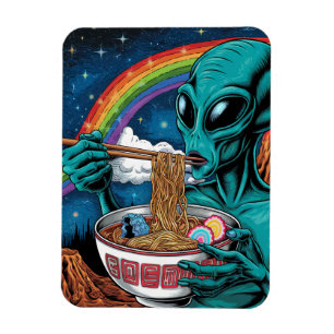 Magnet Flexible Alien Mangeant des nouilles