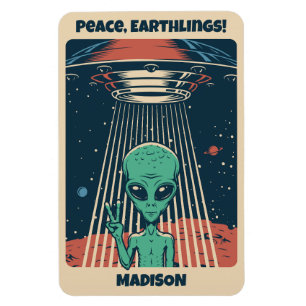 Magnet Flexible Alien UFO de texte personnalisé
