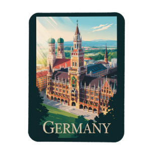 Magnet Flexible Allemagne Munich Illustration Voyage Art Vintage