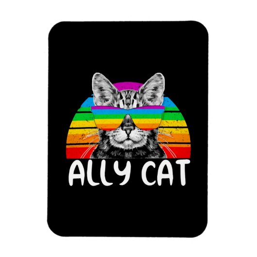 Magnet Flexible Ally Cat Rainbow Lunettes de soleil LGBT Gay pride (Vertical)