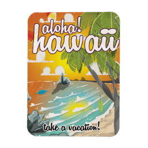 Magnet Flexible Aloha ! Hawaii ! dessin animé d'affiches de voyage