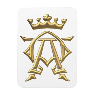 Magnet Flexible Alpha et oméga "3D" dorés avec symbole de la Couro