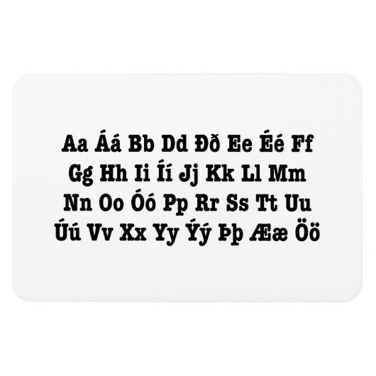 Magnet Flexible Alphabet islandais [Íslenska Stafrófið] (Horizontal)