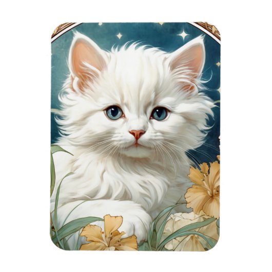 Magnet Flexible Alphonse Mucha Art Nouveau Kitten (Vertical)
