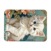 Magnet Flexible Alphonse Mucha Style Chat blanc (Horizontal)