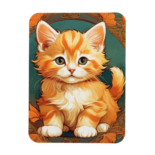 Magnet Flexible Alphonse Mucha Style Chat orange (Vertical)