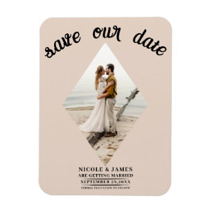 Magnet Flexible Amande Bisque Diamant Photo Mariage Carte de Réser