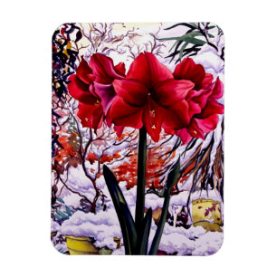 Magnet Flexible Amaryllis par fenêtre de neige