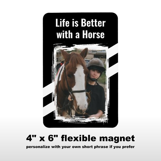 Magnet Flexible Amateur de cheval photo blanc noir