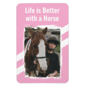 Magnet Flexible Amateur de cheval photo blanc rose (Vertical)