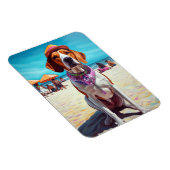 Magnet Flexible American English Foxhound on Beach, cadeau d'été (Côté Droit)