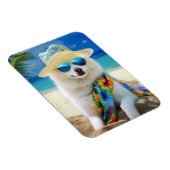 Magnet Flexible American Eskimo on Beach, cadeau d'été pour amoure (Côté Droit)