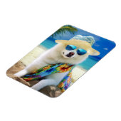 Magnet Flexible American Eskimo on Beach, cadeau d'été pour amoure (Côté Gauche)
