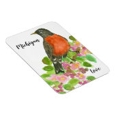 Magnet Flexible American Robin Apple Blossom Michigan Love (Côté Droit)