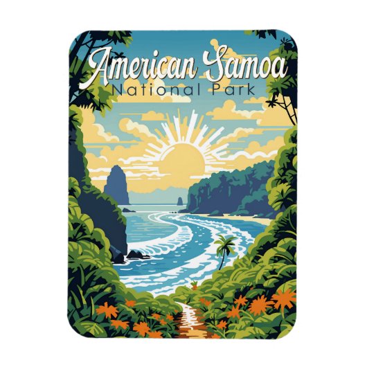 Magnet Flexible American Samoa National Park Illustration Retro (Vertical)