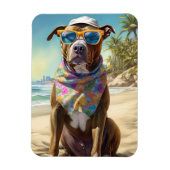 Magnet Flexible American Staffordshire sur la plage, cadeau d'été (Vertical)