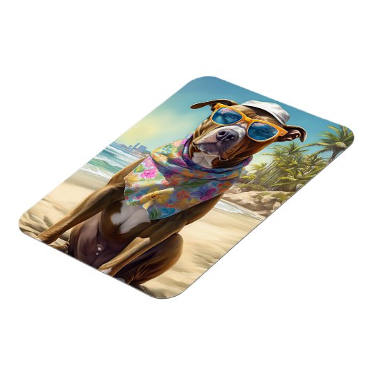 Magnet Flexible American Staffordshire sur la plage, cadeau d'été (Côté Gauche)