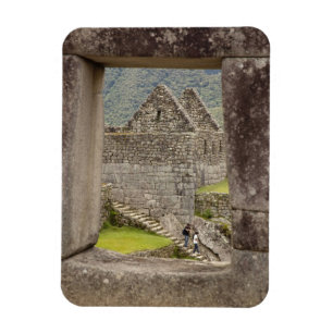 Magnet Flexible Amérique du Sud, Pérou, Machu Picchu. Deux tourist