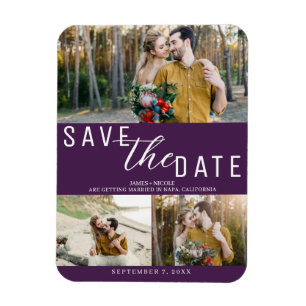 Magnet Flexible Améthyste Violet Enregistrer la date Mariage 3 Pho