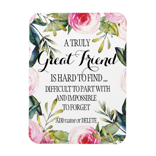 Magnet Flexible Ami Bestie Merci Script Ami Appréciation (Vertical)