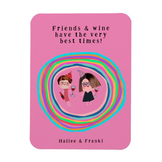 Magnet Flexible Amis et vin Anniversaire (Vertical)