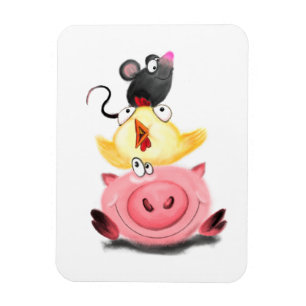 Magnet Flexible Amis Piggy Chick et souris Aimant