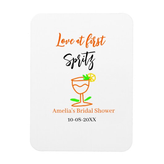 Magnet Flexible Amour au premier spritz orange noir enterrement de (Vertical)
