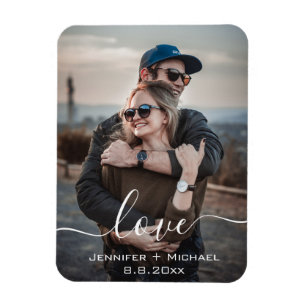 Magnet Flexible amour, calligraphie moderne, photo des jeunes mari