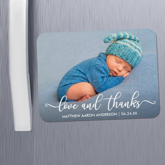 Magnet Flexible Amour de calligraphie moderne et remerciements Béb