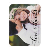 Magnet Flexible Amour et Merci | Black Calligraphy Photo Mariage (Vertical)