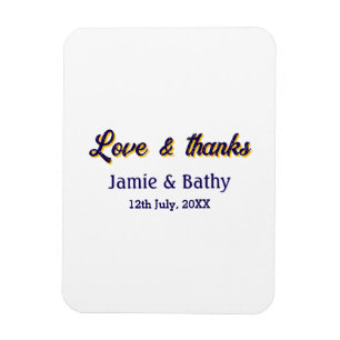 Magnet Flexible Amour et merci violet orange nom du couple date