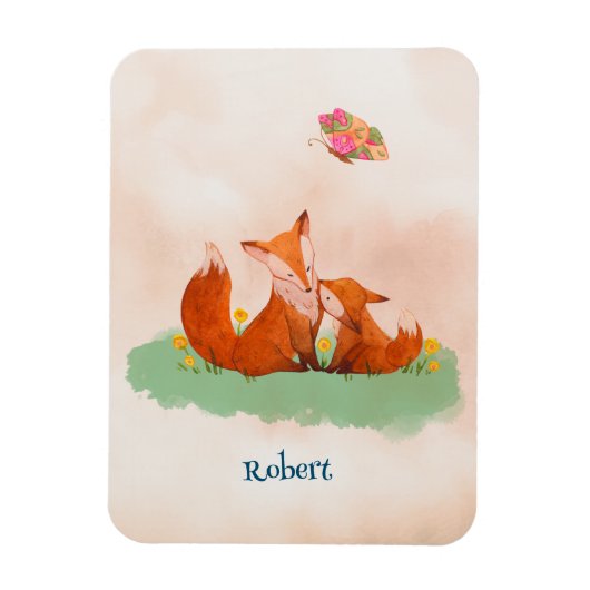 Magnet Flexible Amour maternel entre une mère renard et son bébé (Vertical)