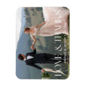 Magnet Flexible amour & merci mariage photo chic typographie blanc (Vertical)