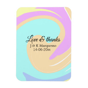 Magnet Flexible Amour & merci nom du mariage en marbre coloré