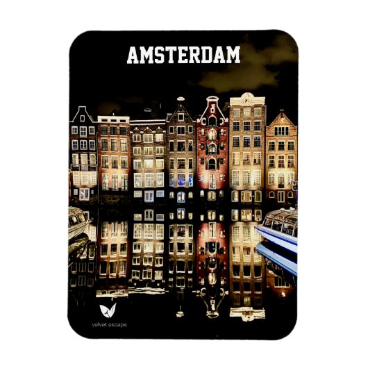 Magnet Flexible Amsterdam de nuit - aimant frigo (Vertical)