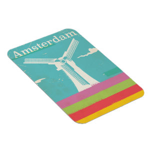 Magnet Flexible Amsterdam retro vintage travel poster