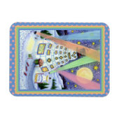 MAGNET FLEXIBLE AMUSANT HÔTEL DE SNOWMAN, LUMIÈRES DU NORD ET PENG (Horizontal)