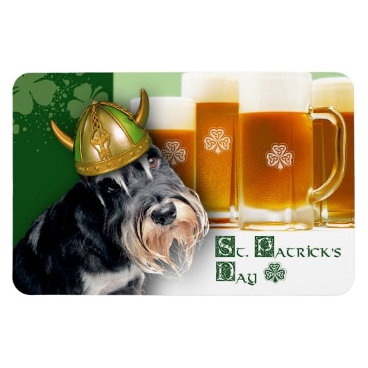 Magnet Flexible Amusant Schnauzer St. Patrick's Day Cadeau (Horizontal)