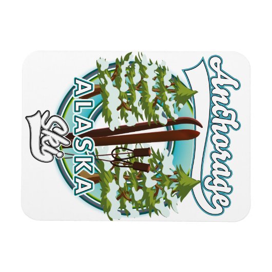 Magnet Flexible Anchorage Alaska Ski logo (Horizontal)