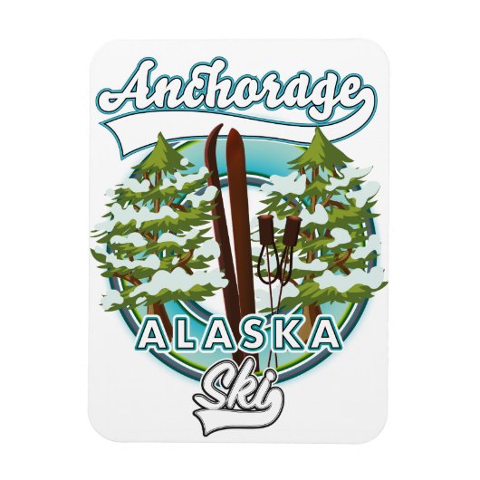 Magnet Flexible Anchorage Alaska Ski logo (Vertical)