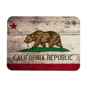Magnet Flexible Ancien drapeau de la Californie en bois