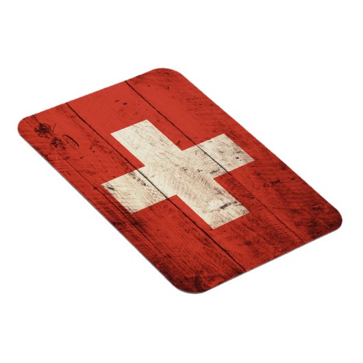 Magnet Flexible Ancien drapeau suisse en bois (Côté Droit)